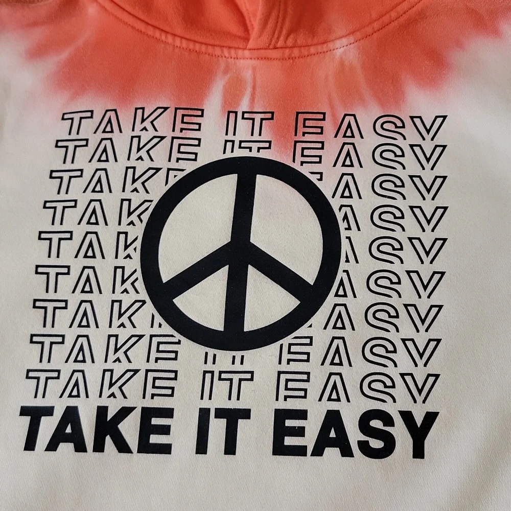 GAP Girls White Coral Hoodie Pullover Tie Dye Sweatshirt Long Sleeve Size 10
